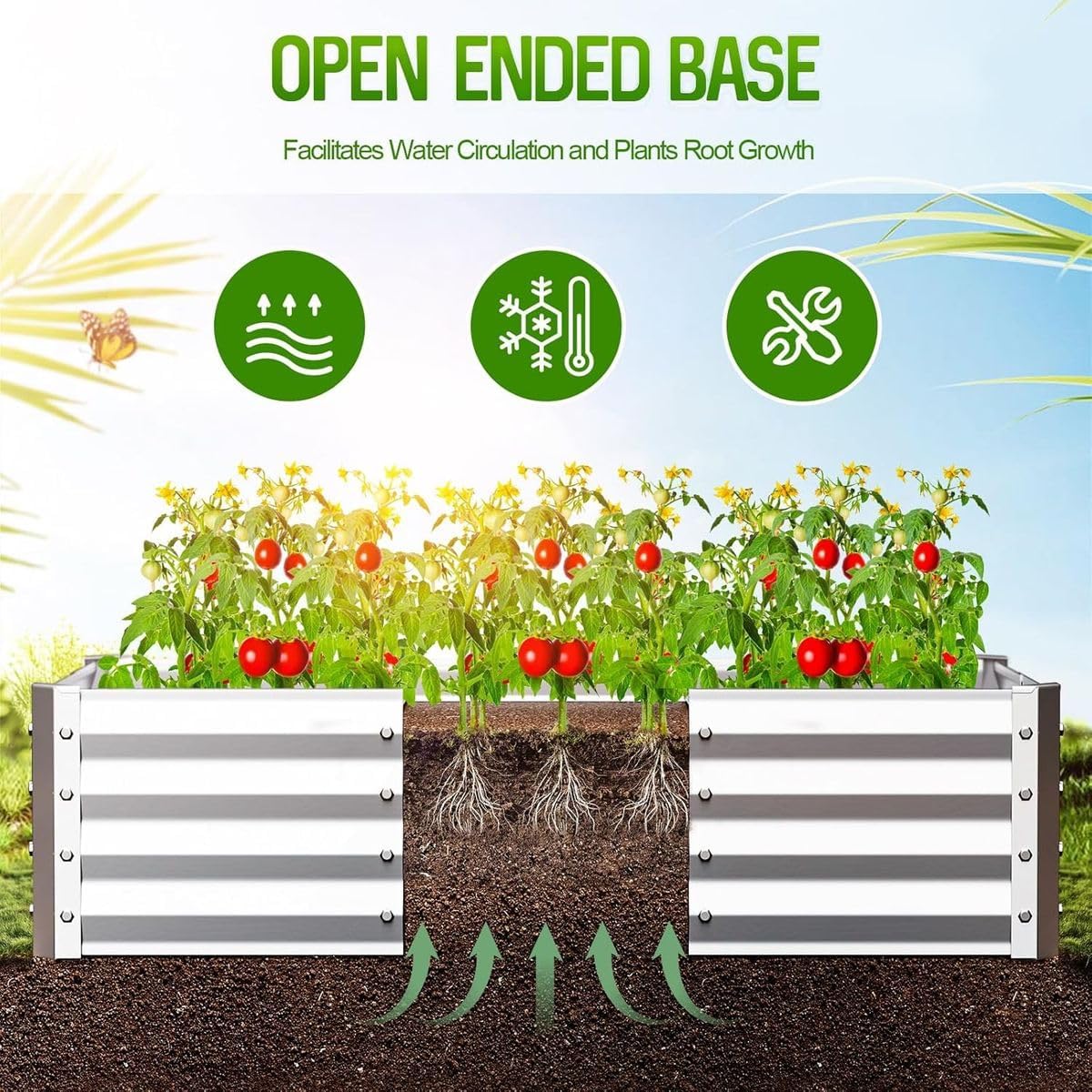 Cart In Mart Galvanised Metal Raised Bed Vegetable Planter Box For Outdoor- Large