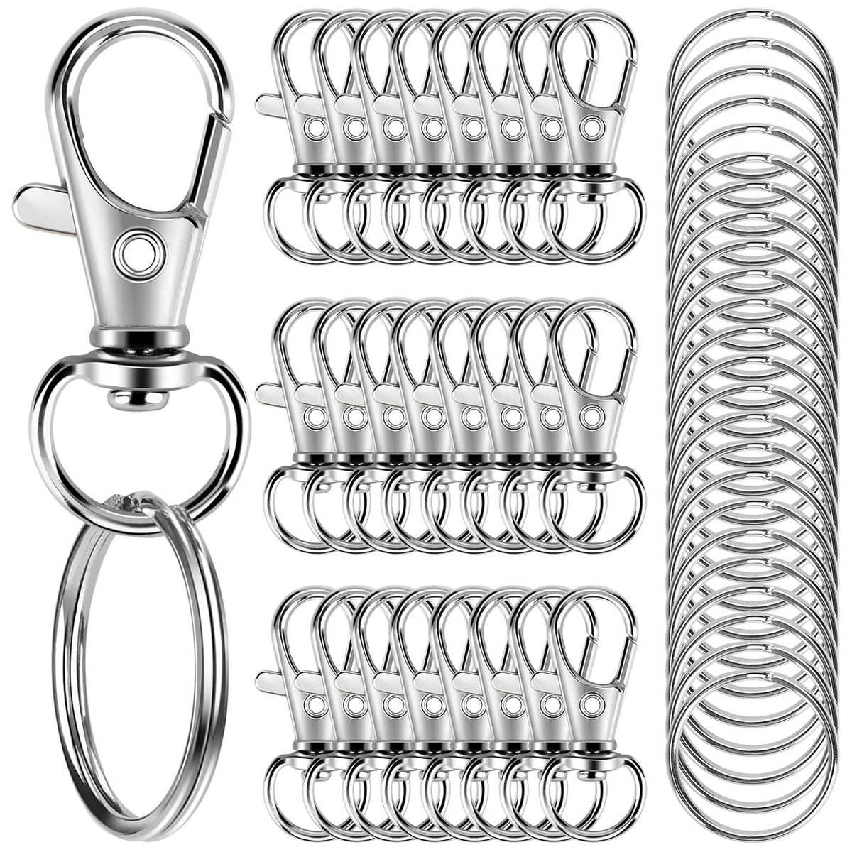 Cart In Mart 50 Piece Metal Lobster Claw Clasp with Key Rings & Clip Hooks For Crafts