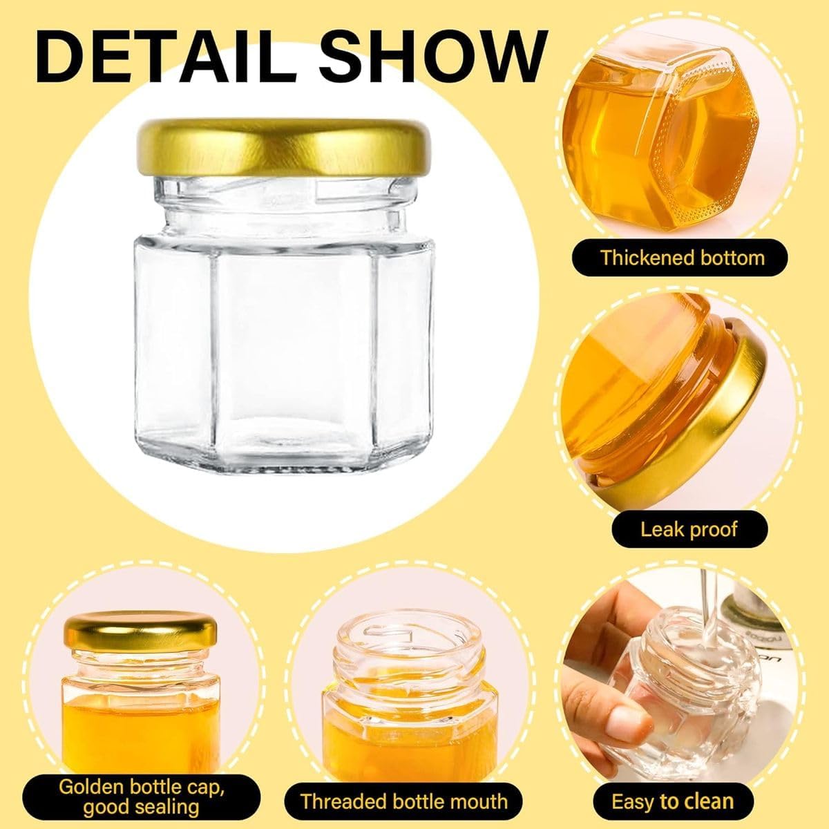 Cart In Mart Mini Honey Jars Pots With Dipper, Bee Pendant, Jute Party Gift Favor