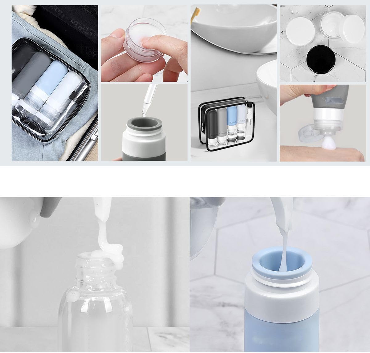 Cart In Mart 18 Piece Silicone Travel Bottles For Toiletries-Leak Proof Refillable Jars