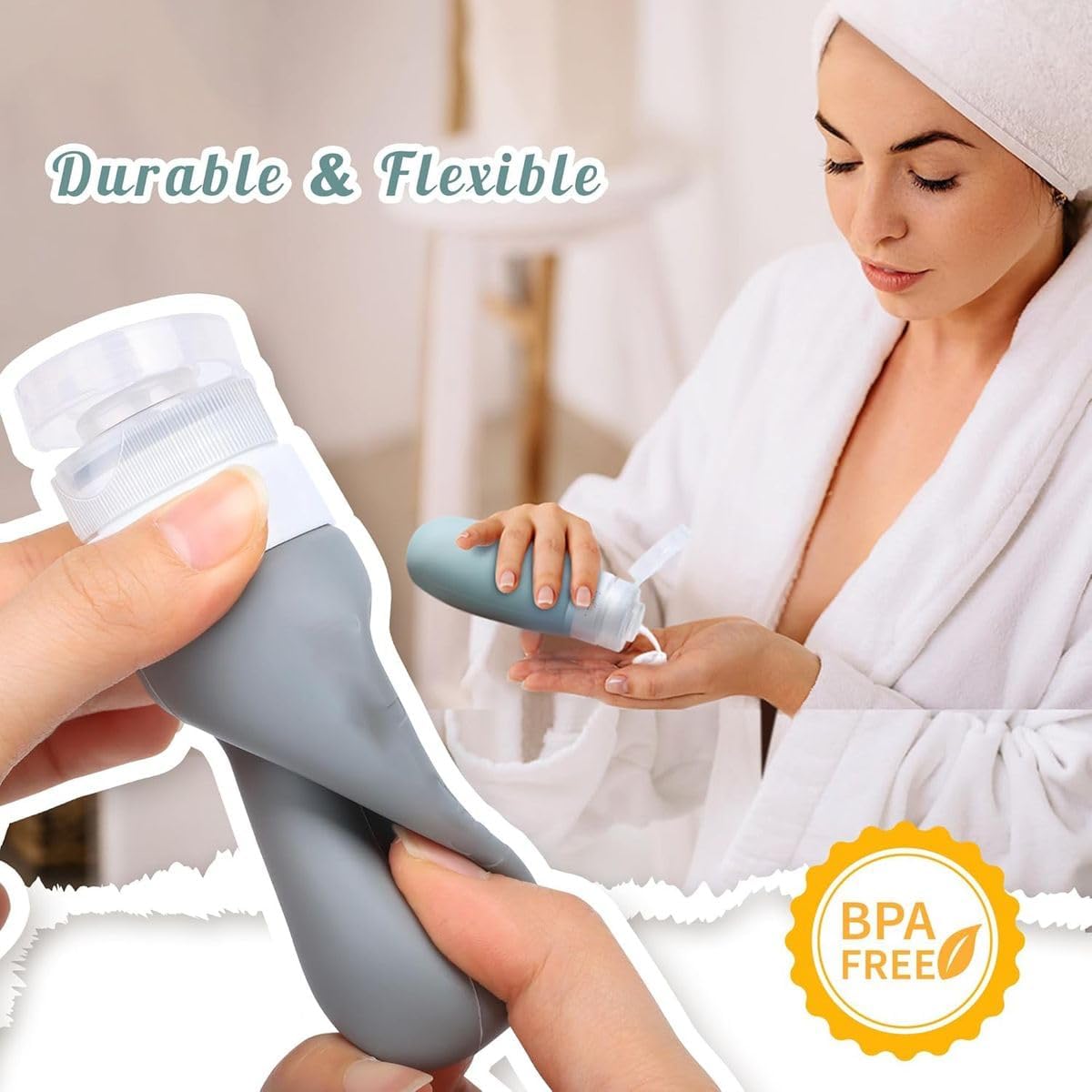 Cart In Mart 18 Piece Silicone Travel Bottles For Toiletries-Leak Proof Refillable Jars