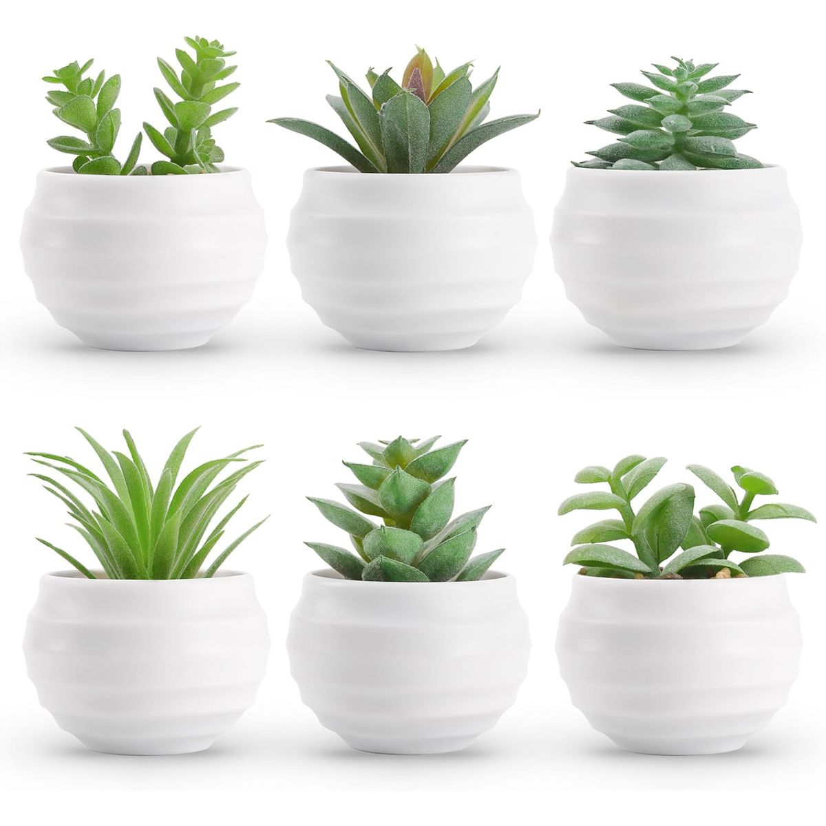 Cart In Mart 6 Pack Mini Fake Artificial Succulents Plants In Pots For Home Office Decor
