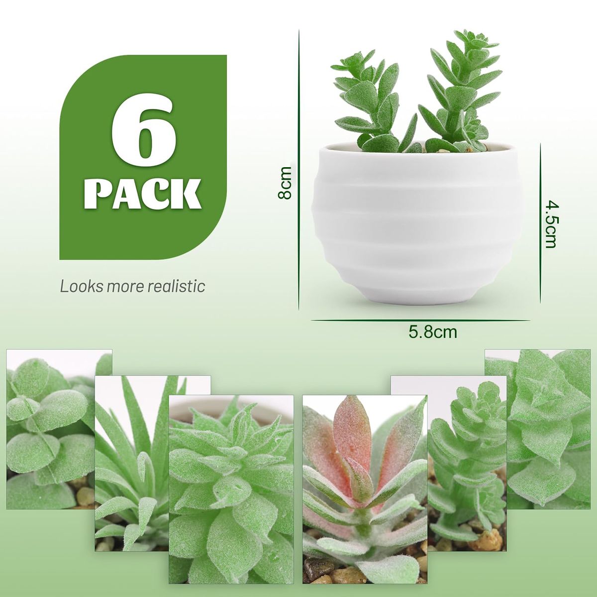 Cart In Mart 6 Pack Mini Fake Artificial Succulents Plants In Pots For Home Office Decor
