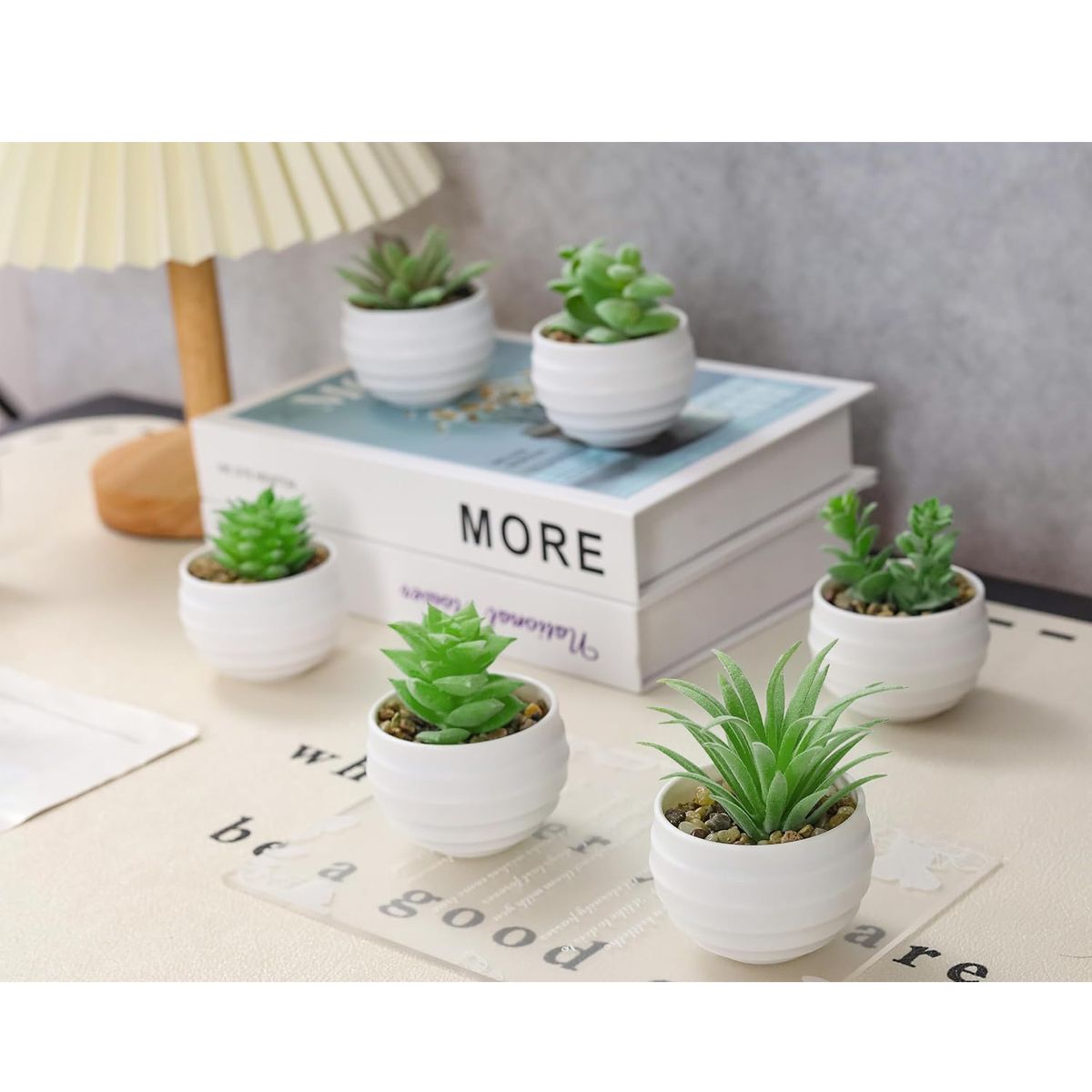 Cart In Mart 6 Pack Mini Fake Artificial Succulents Plants In Pots For Home Office Decor
