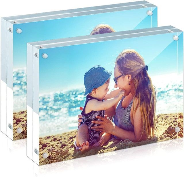 Cart In Mart Magnetic Clear Acrylic Picture Frames Dual Side Photo Frame 8x10" - 2 Pack