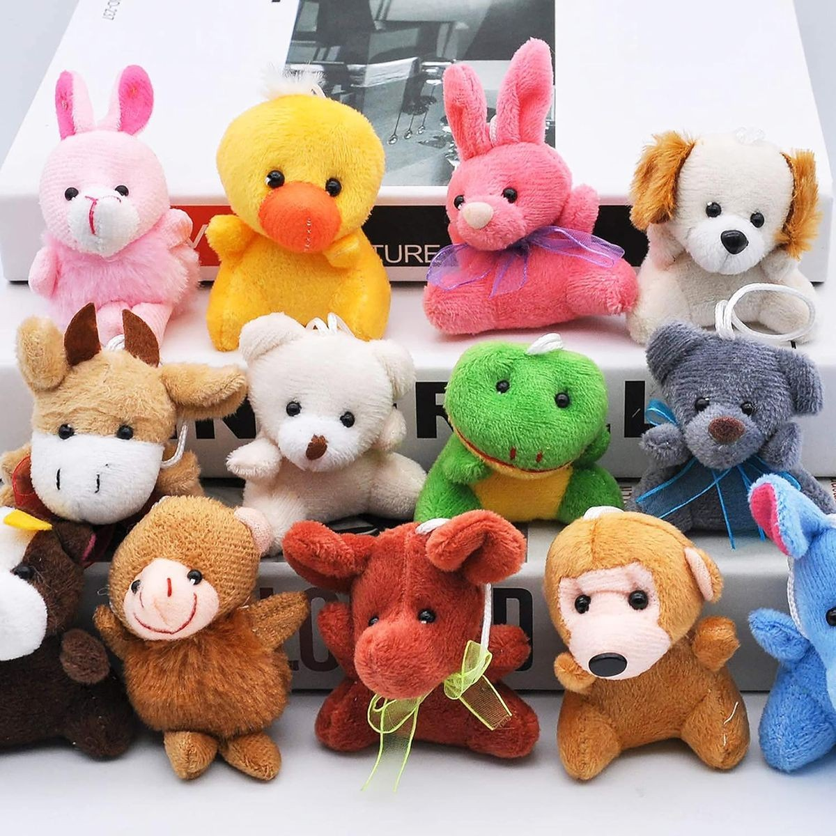 Cart In Mart Kids' Mini Animal Plush Toy Bulk Party Favor Stuffed Plushies - 24 Pack