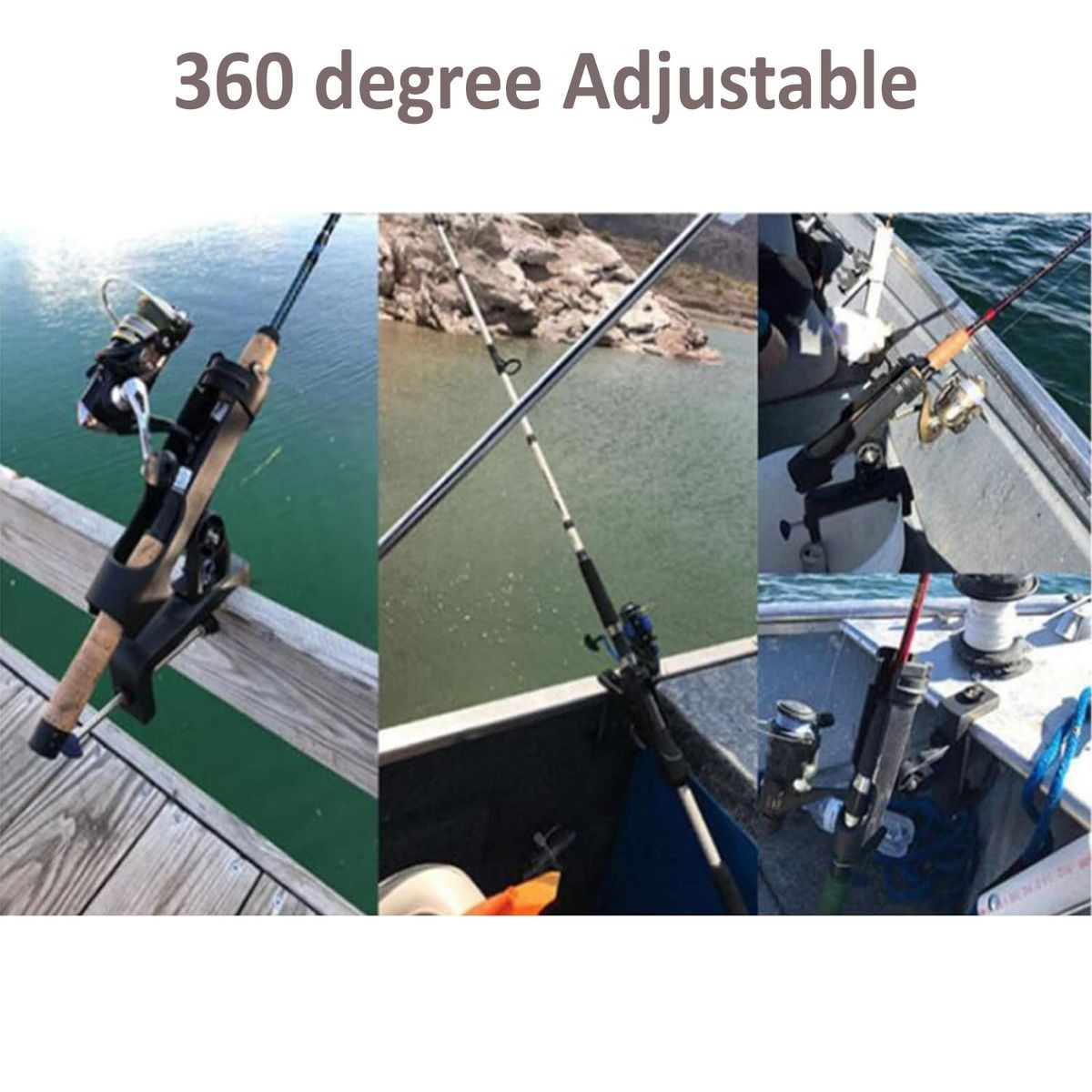 Cart In Mart 2 Pack Boat Fishing Rod Holders 360 Adjustable With Large Clamp Opening