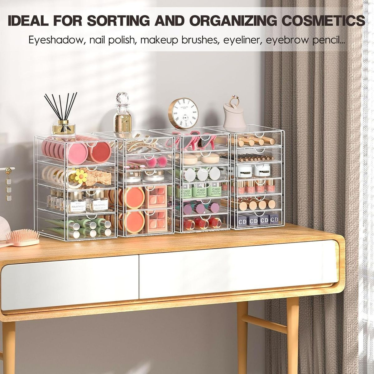 Cart In Mart 20 Drawer - 4 Sets Clear Makeup Organizers Multipurpose Stackable Storage