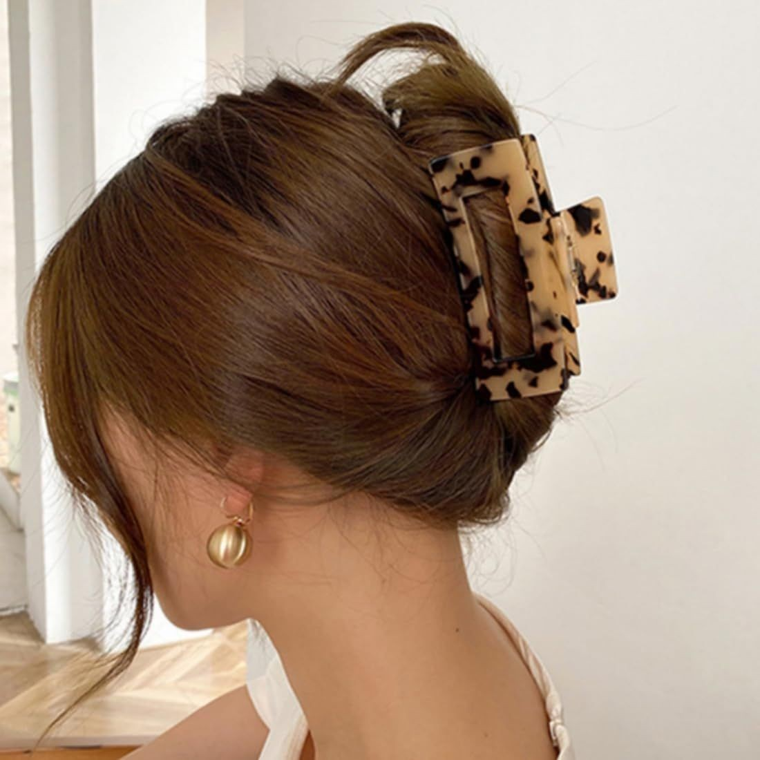Cart In Mart 8 Pack Hair Claw Clips For Women Girls Fashion Tortoise Barrettes Rectangle