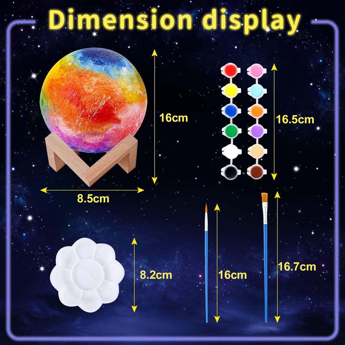 Cart In Mart DIY 3D Paint Your Own Moon Lamp Kit Galaxy Art & Craft Night Light Set