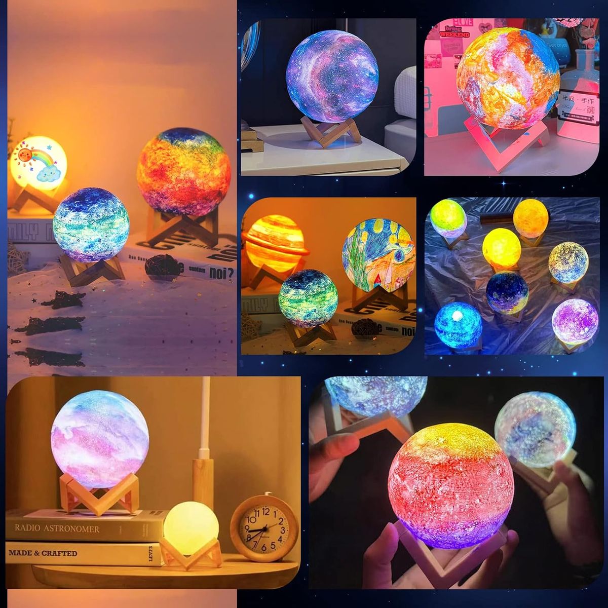 Cart In Mart DIY 3D Paint Your Own Moon Lamp Kit Galaxy Art & Craft Night Light Set