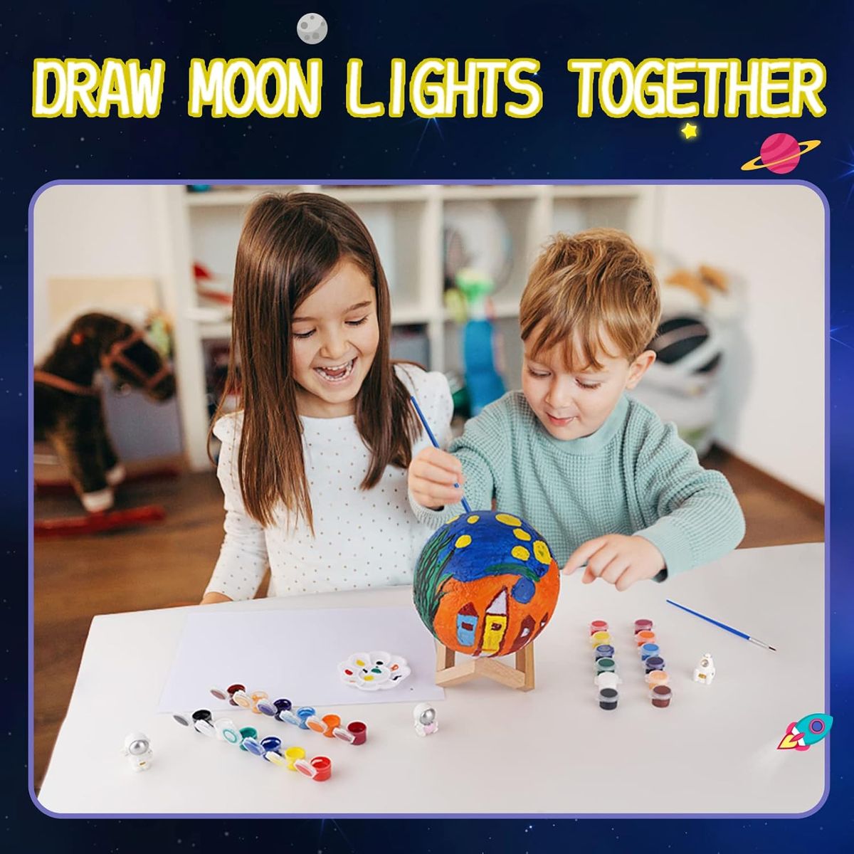 Cart In Mart DIY 3D Paint Your Own Moon Lamp Kit Galaxy Art & Craft Night Light Set