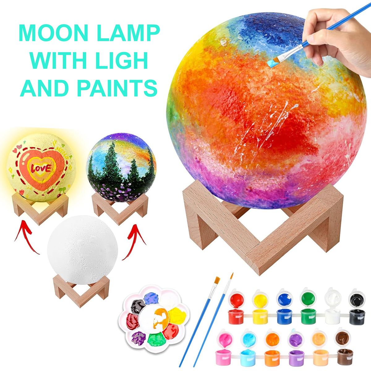 Cart In Mart DIY 3D Paint Your Own Moon Lamp Kit Galaxy Art & Craft Night Light Set