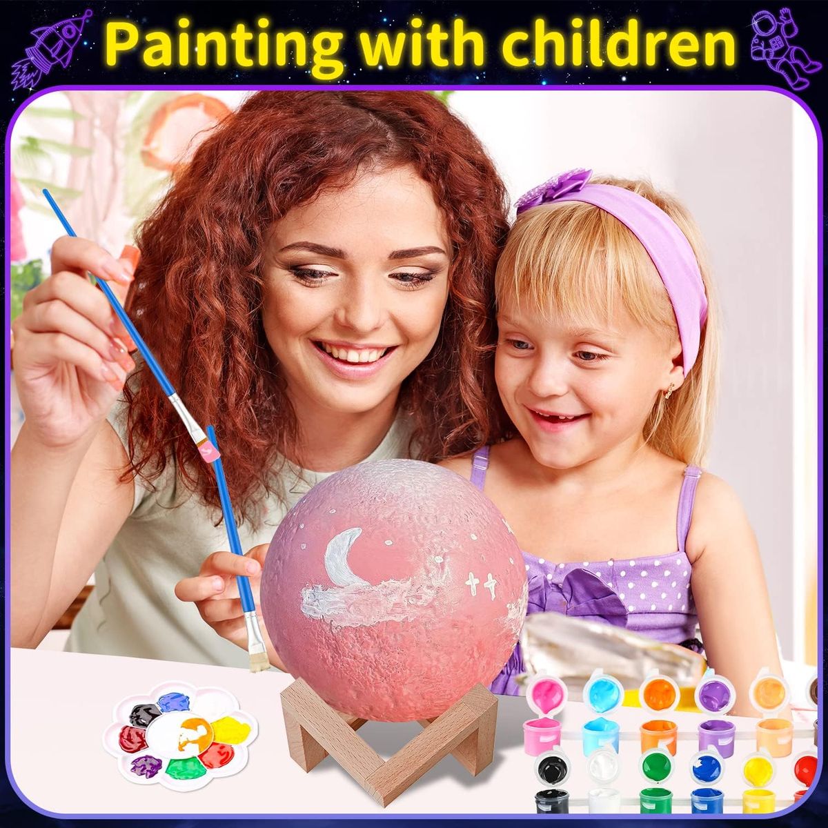 Cart In Mart DIY 3D Paint Your Own Moon Lamp Kit Galaxy Art & Craft Night Light Set