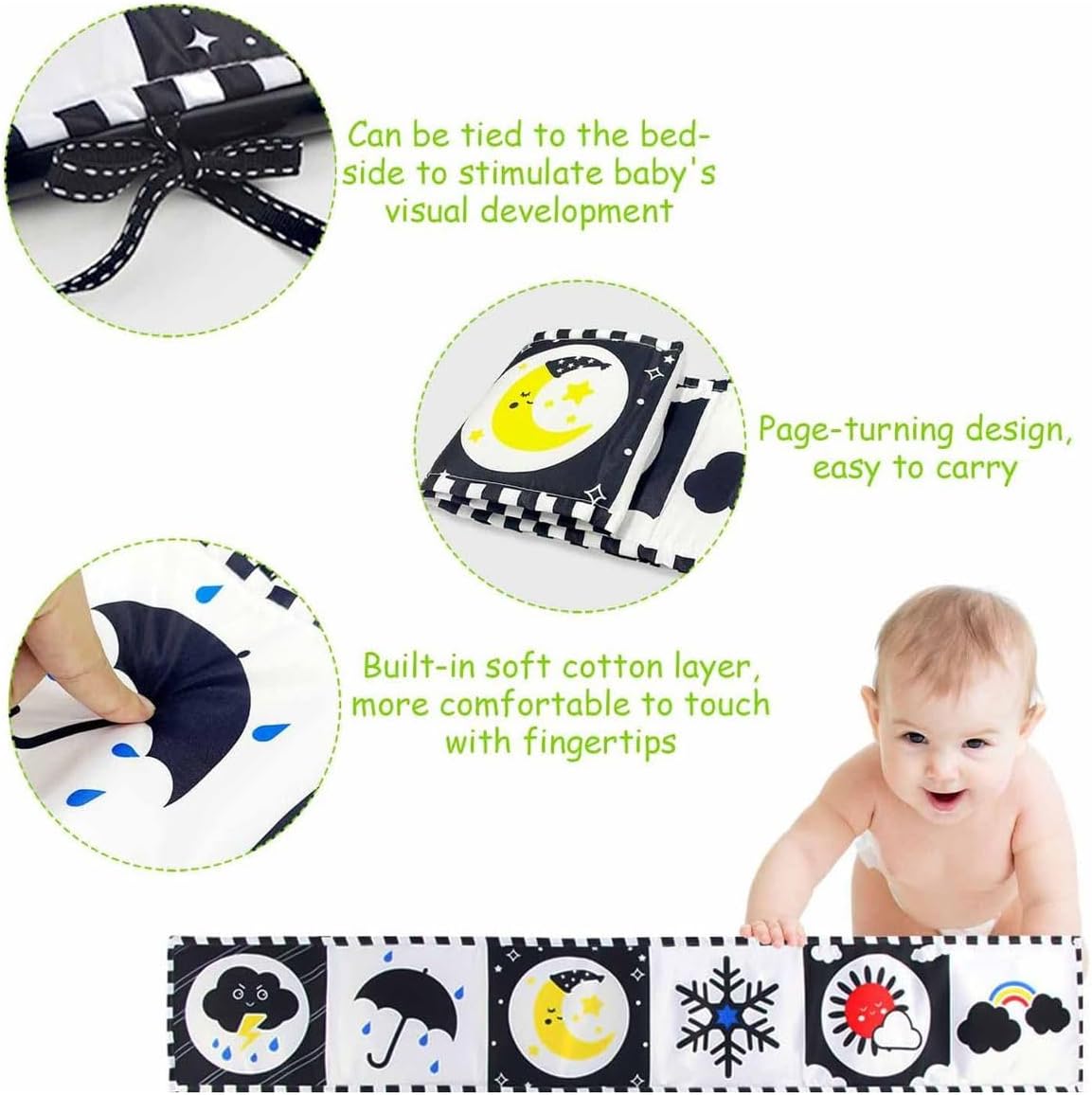 Cart In Mart 6 Pcs Baby Rattle Socks, Wrist & Soft Books High Contrast Toys For Newborn