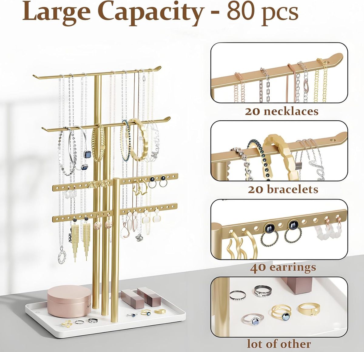 Cart In Mart Jewelry Organiser Stand Holder - Hanger For Necklace, Earring, Bracelet - 37cm