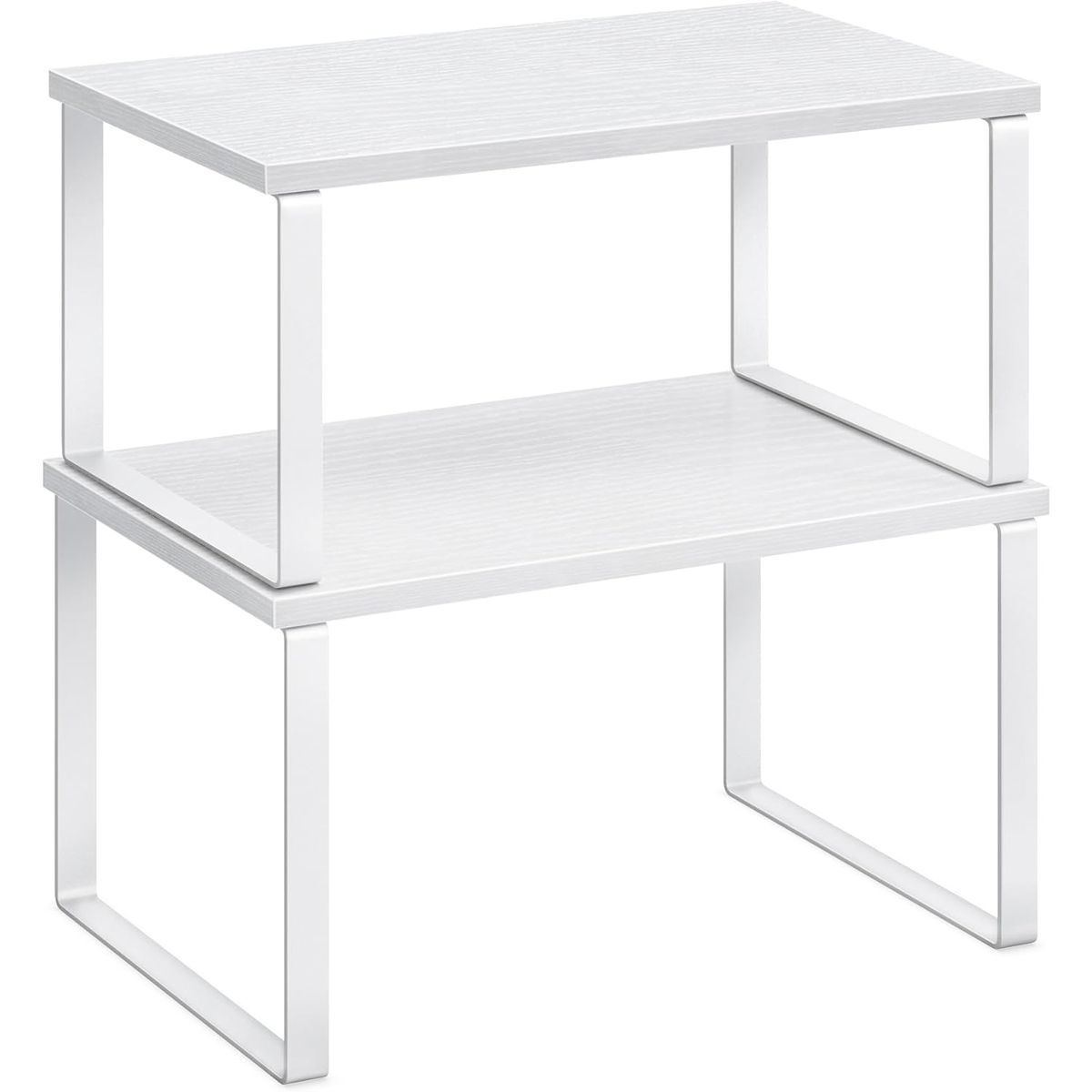 Cart In Mart 2 Pack Stackable Kitchen Cabinet Organiser Shelf Countertop -Multipurpose - White