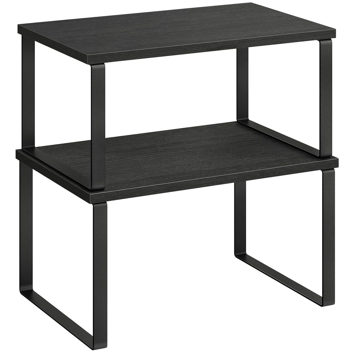 Cart In Mart 2 Pack Stackable Kitchen Cabinet Organiser Shelf Countertop -Multipurpose - Black