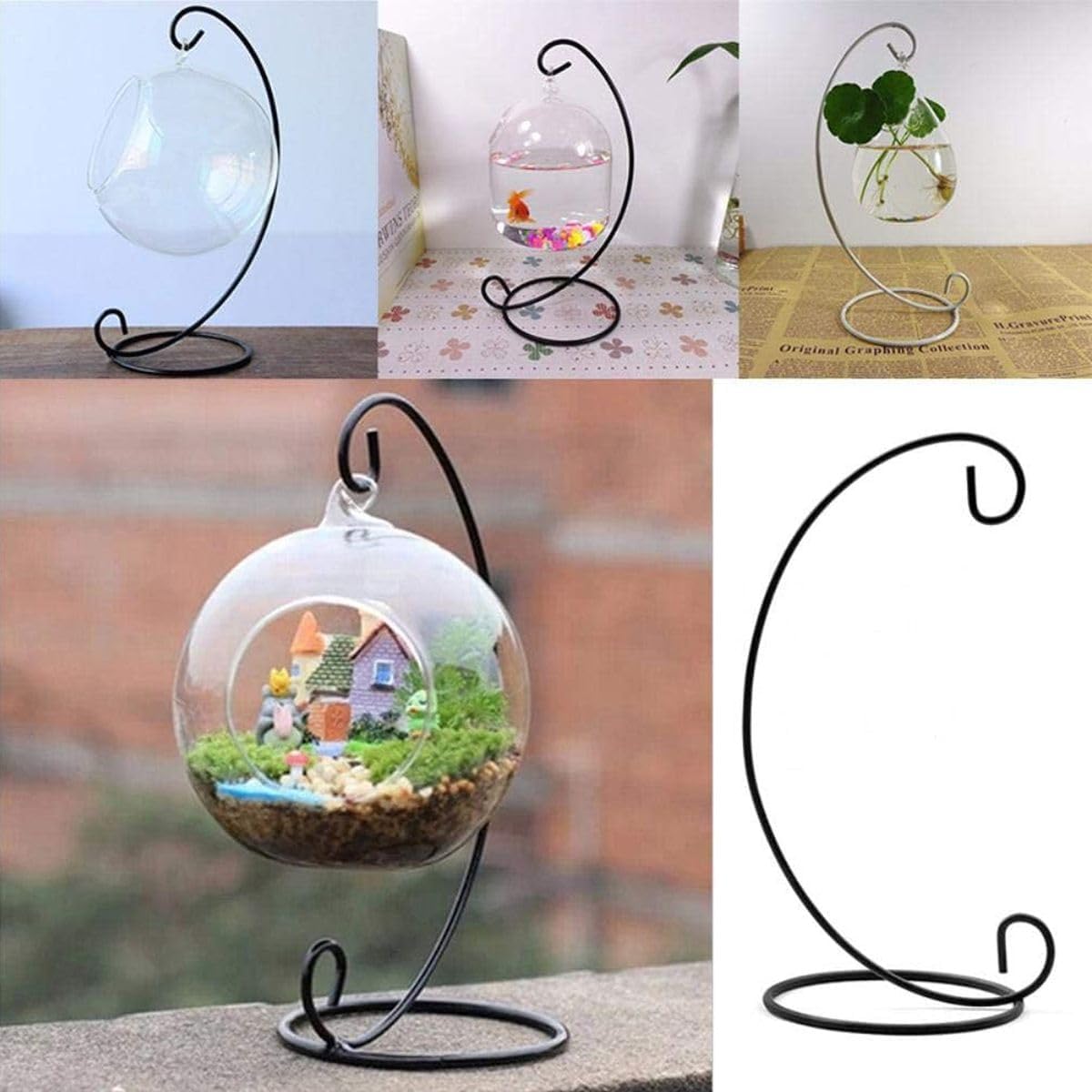 Cart In Mart 10 Pack Ornament Display Stand Holder-Multipurpose Curved Hanging Rack-23cm