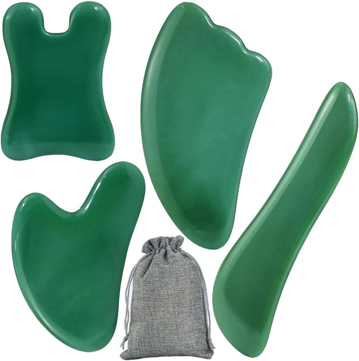 Cart In Mart 4 Piece Gua Sha Facial Scraping Massage Tools For Neck,Face,Eyes, Legs,Back