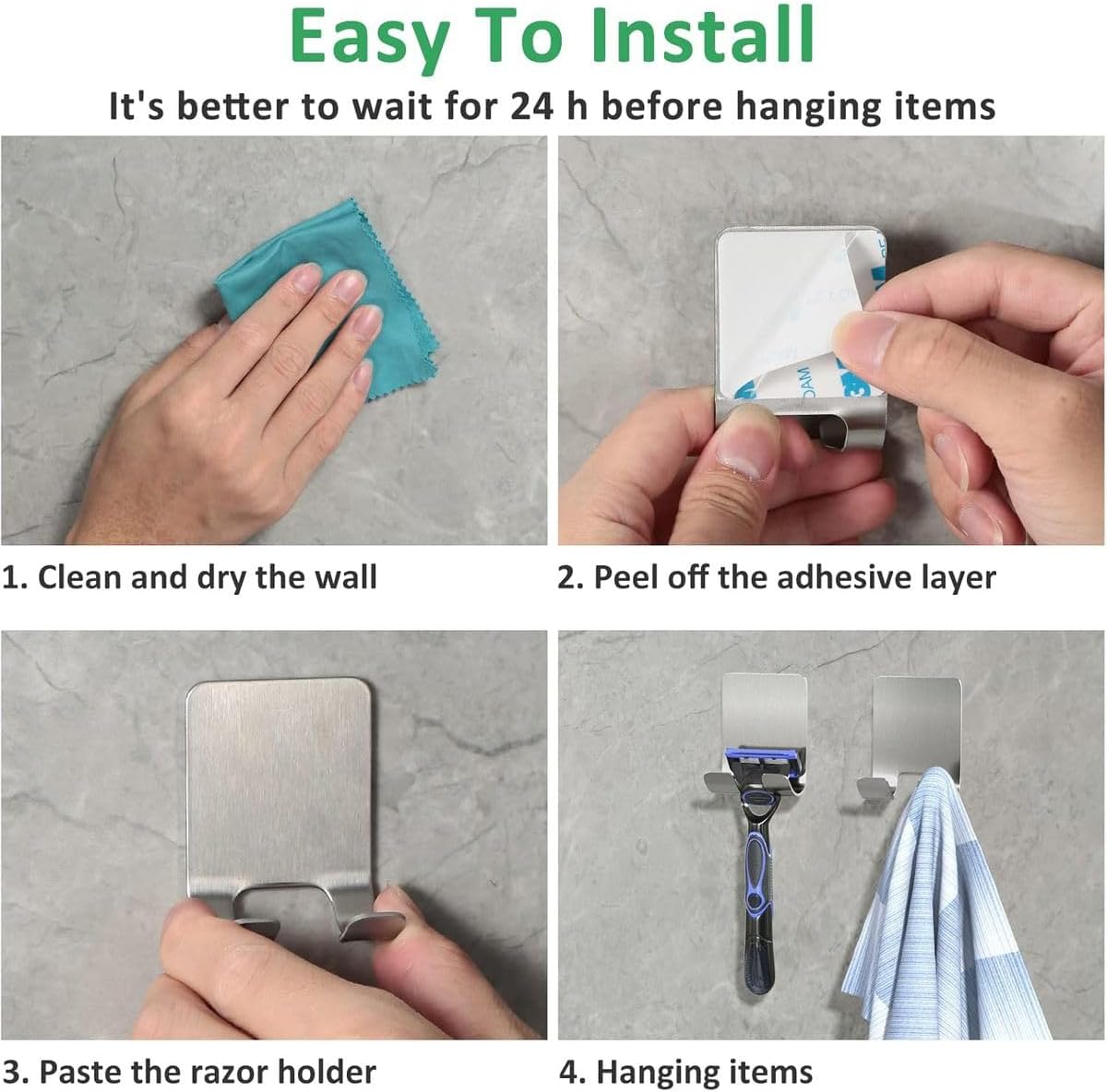 Cart In Mart Stainless Steel Squeegee For Glass Cleaning Shower Door With Adhesive Hooks