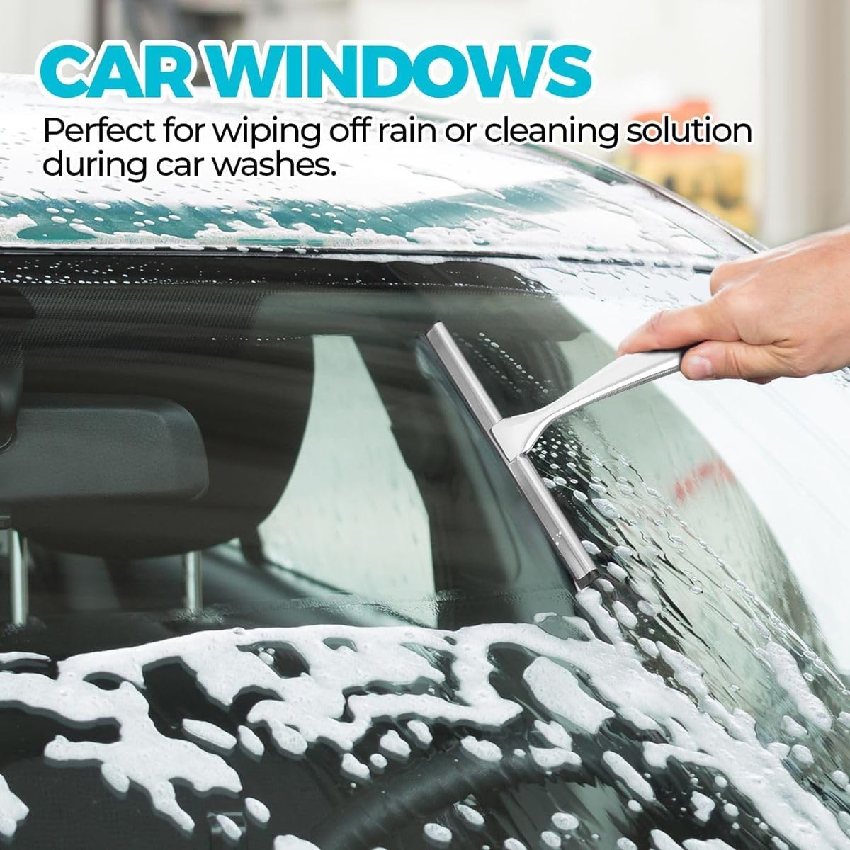 Cart In Mart Stainless Steel Squeegee For Glass Cleaning Shower Door With Adhesive Hooks