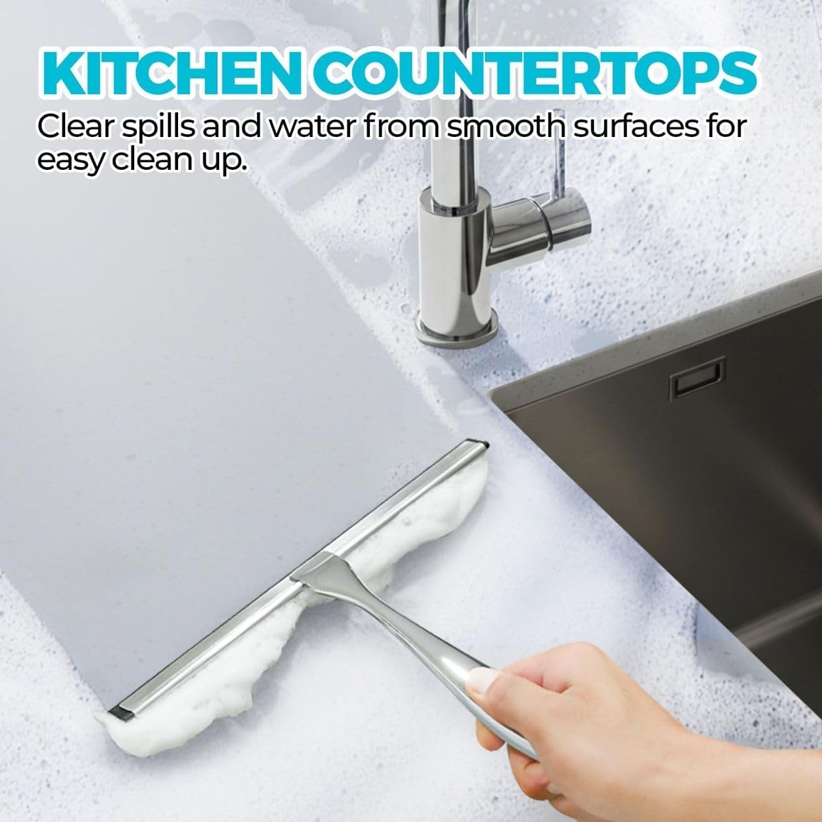 Cart In Mart Stainless Steel Squeegee For Glass Cleaning Shower Door With Adhesive Hooks