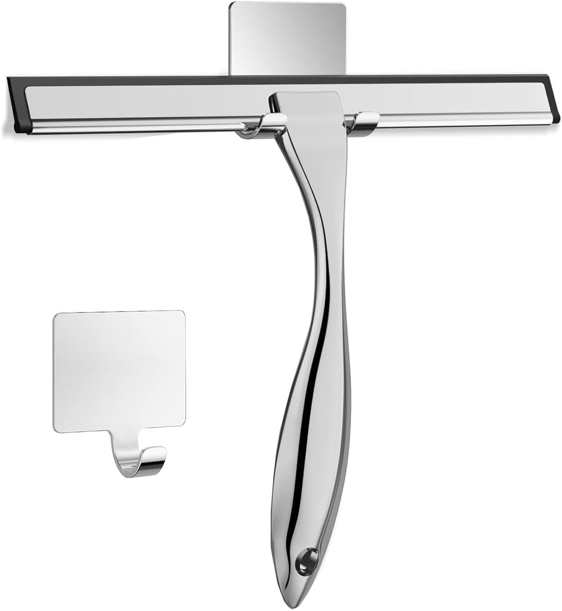 Cart In Mart Stainless Steel Squeegee For Glass Cleaning Shower Door With Adhesive Hooks
