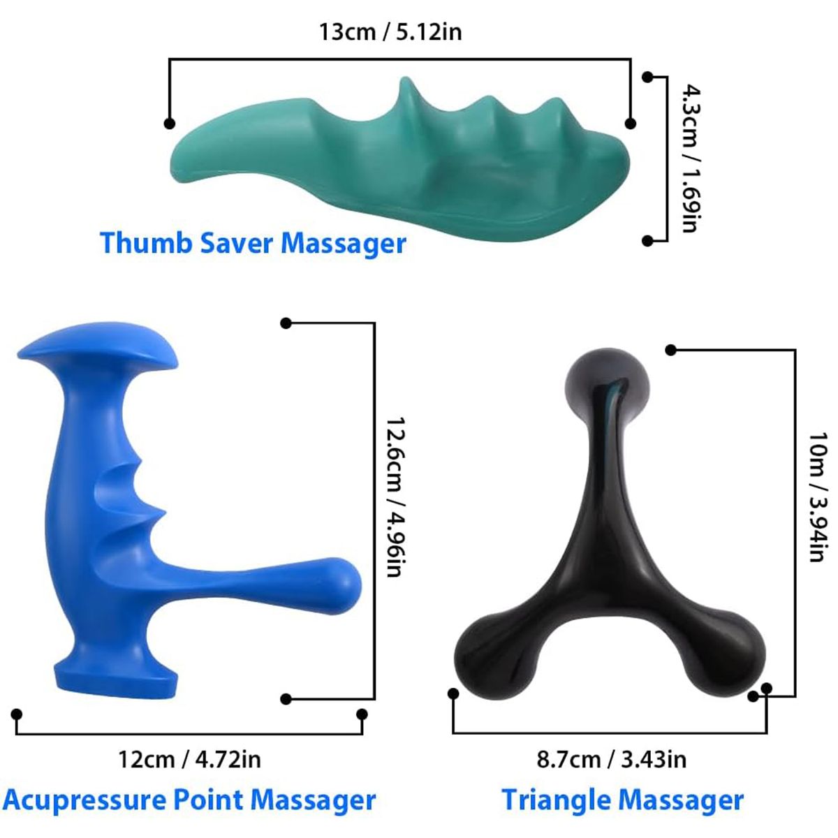 Cart In Mart 3 Piece Manual Deep Tissue Massage Tools & Thumb Saver For Stress Relief