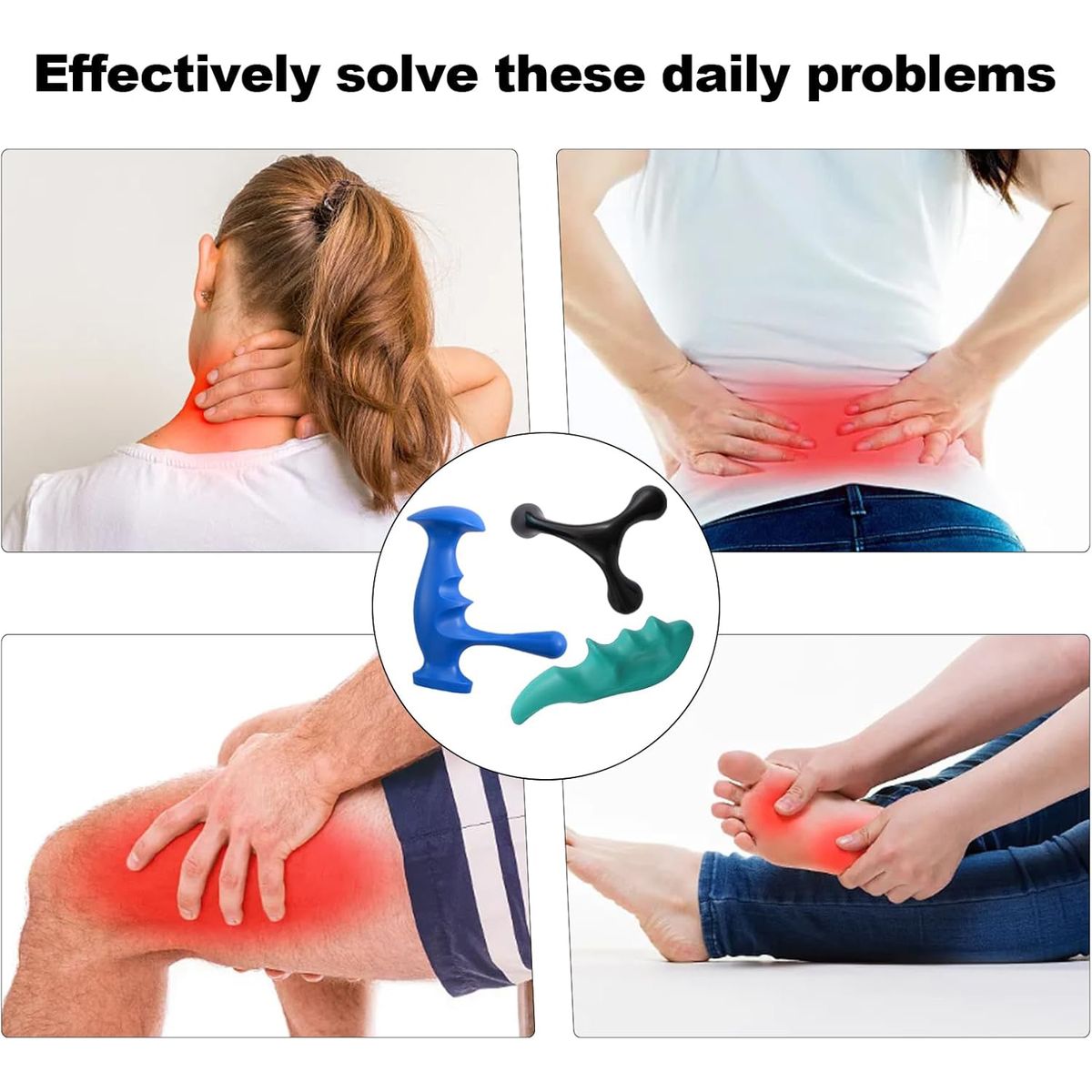 Cart In Mart 3 Piece Manual Deep Tissue Massage Tools & Thumb Saver For Stress Relief