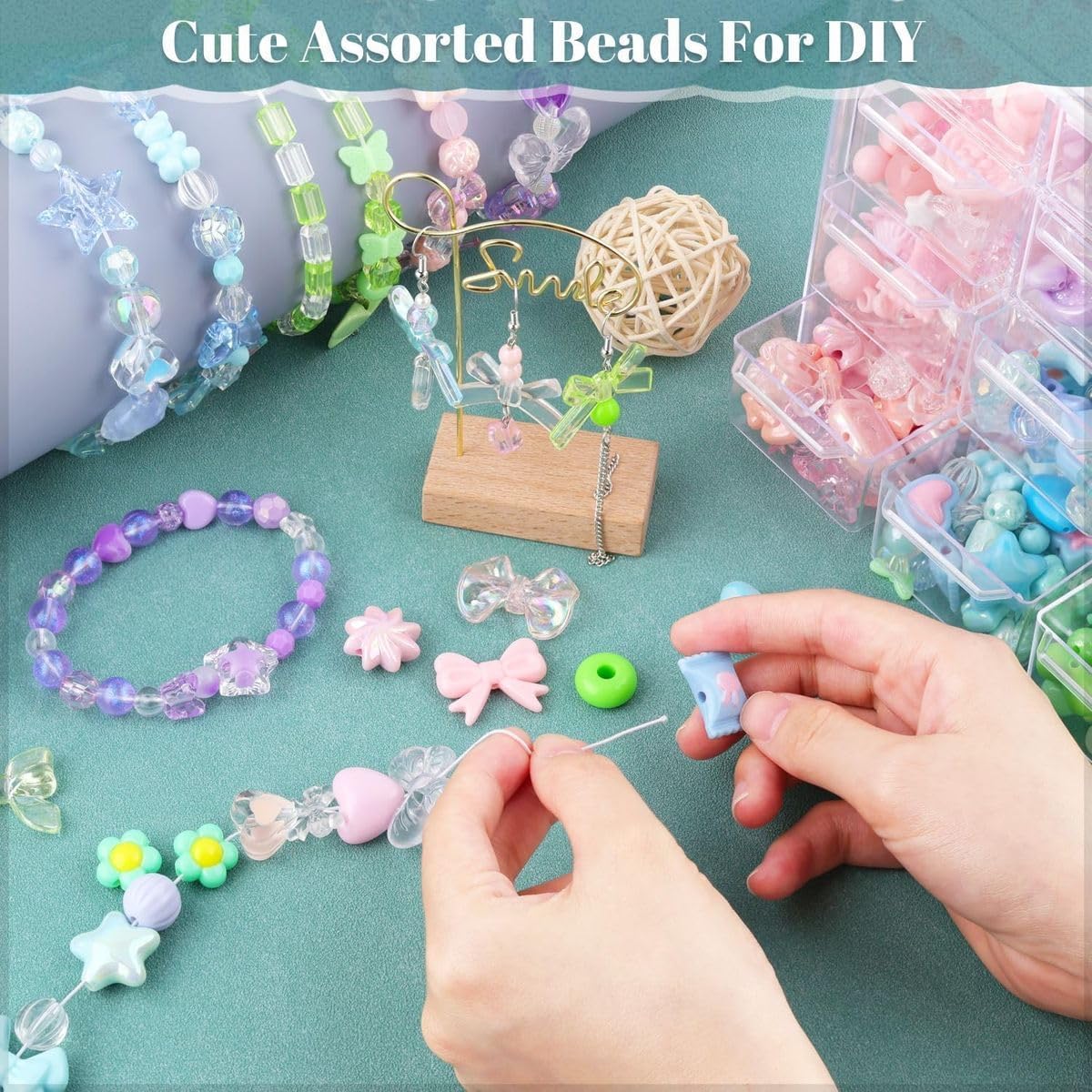 Cart In Mart Assorted Acrylic Beads For Bracelet Making- (160g) 180-240 Piece- 4 Colour