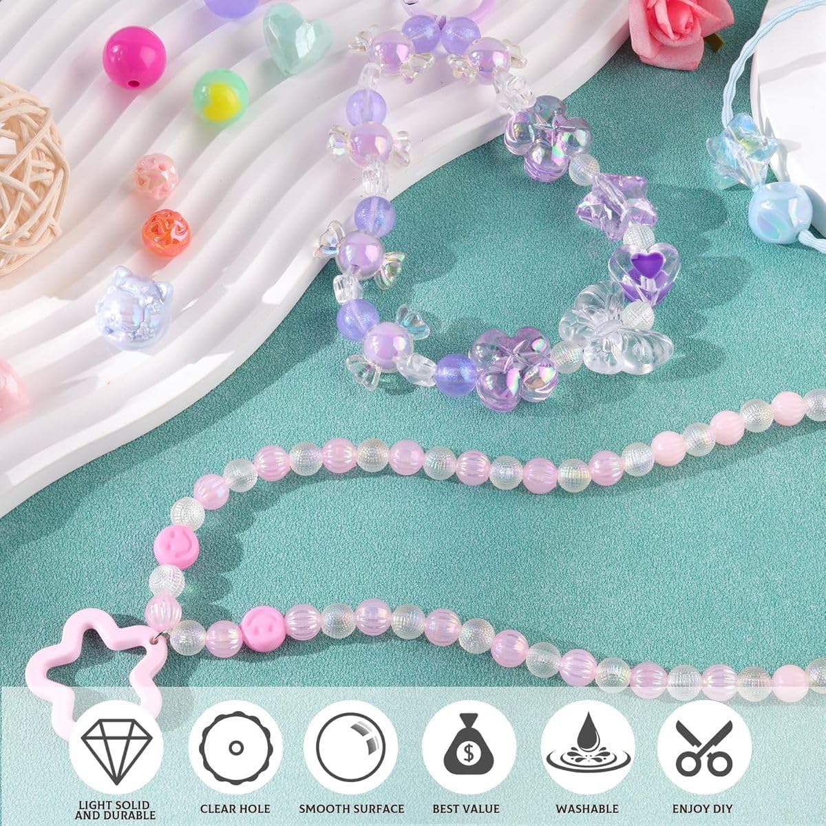 Cart In Mart Assorted Acrylic Beads For Bracelet Making- (160g) 180-240 Piece- 4 Colour