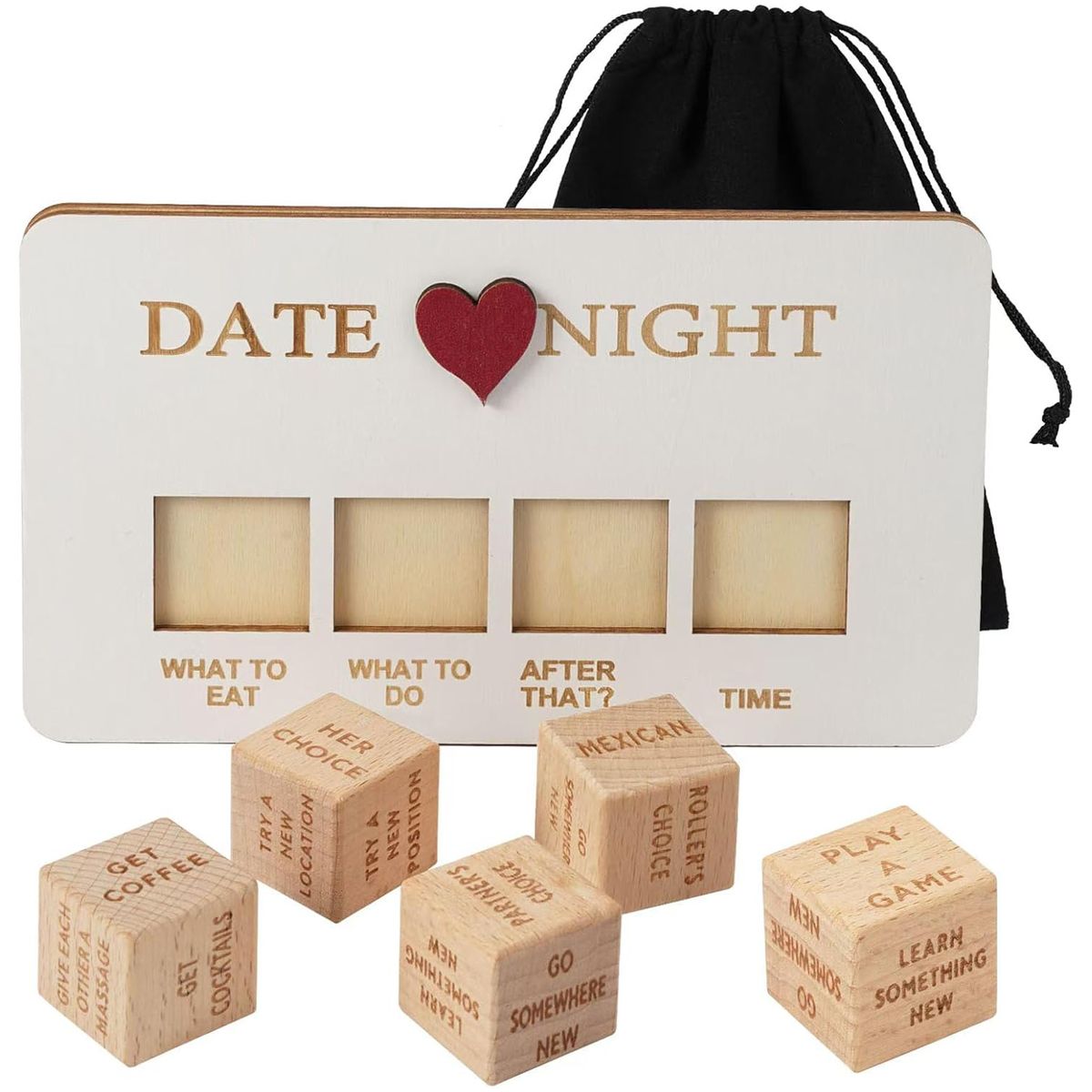 Cart In Mart Romantic & Funny Wooden Date Night Dice For Couples-Activity Game Gift Dice