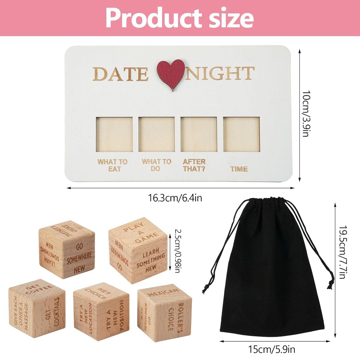 Cart In Mart Romantic & Funny Wooden Date Night Dice For Couples-Activity Game Gift Dice