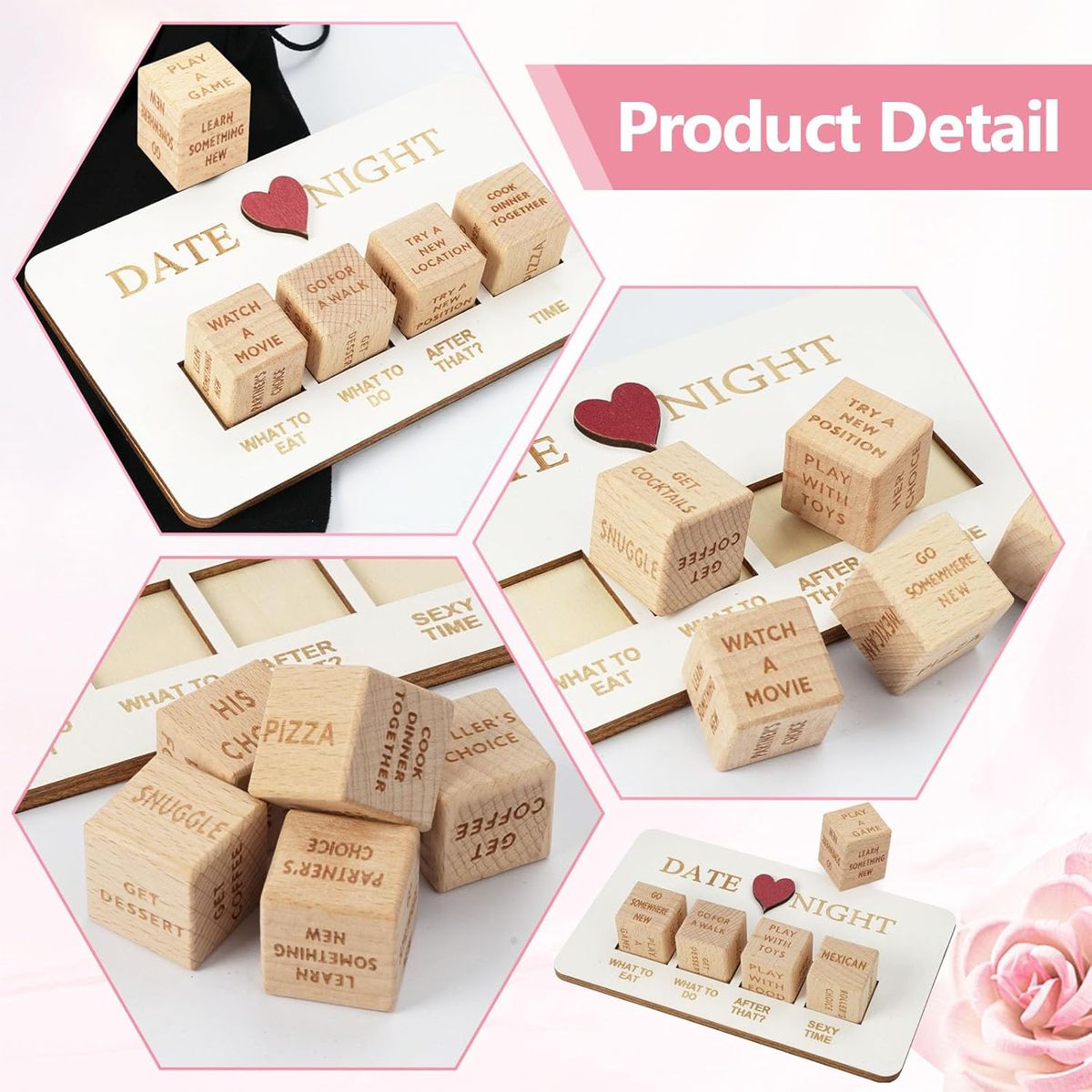 Cart In Mart Romantic & Funny Wooden Date Night Dice For Couples-Activity Game Gift Dice