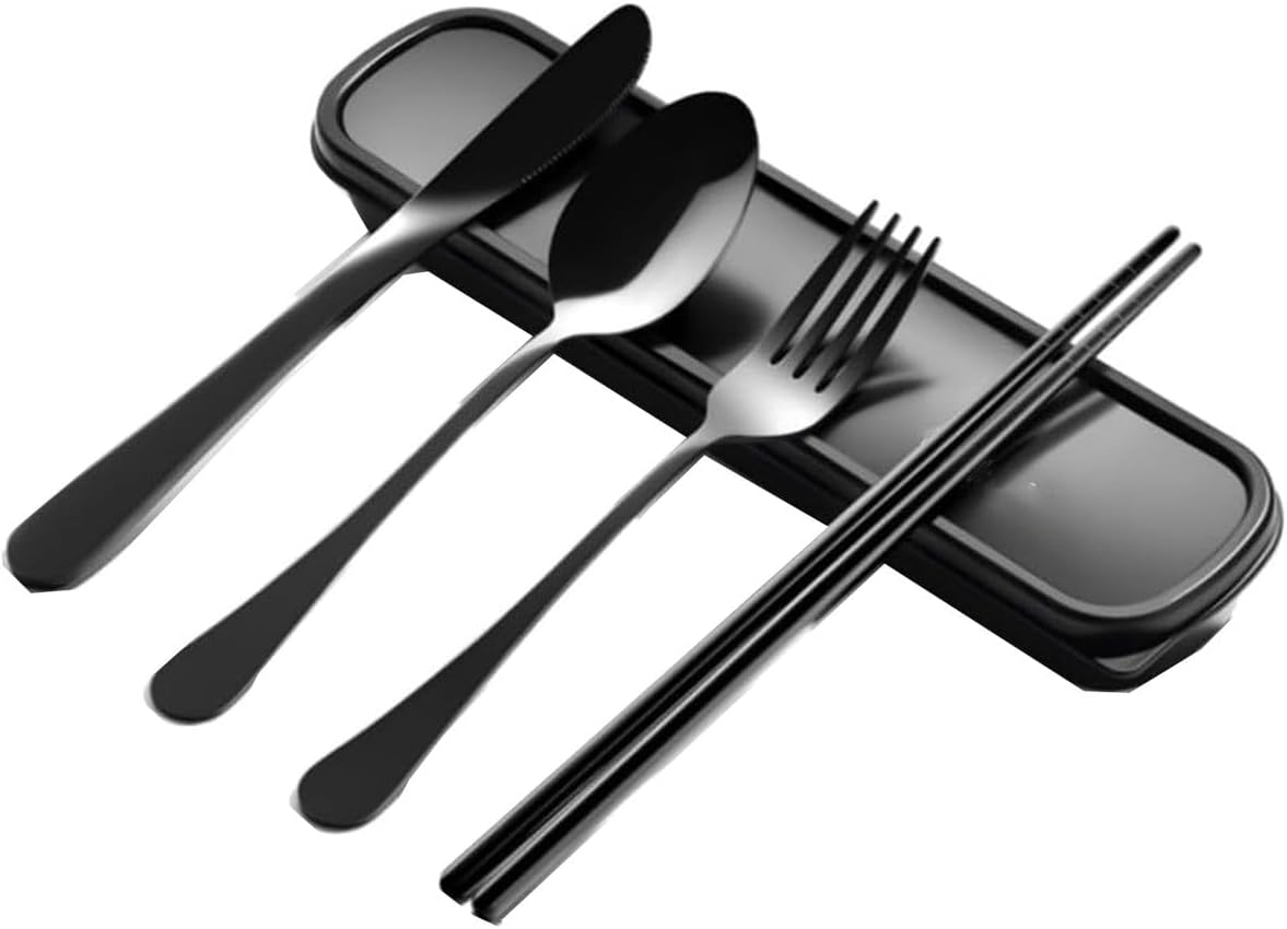 Cart In Mart Reuseable Travel Utensil With Case-Portable Silverware Cutlery Set For Work