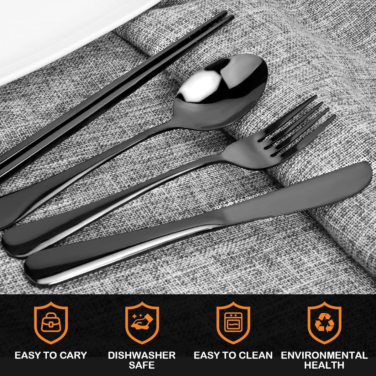 Cart In Mart Reuseable Travel Utensil With Case-Portable Silverware Cutlery Set For Work