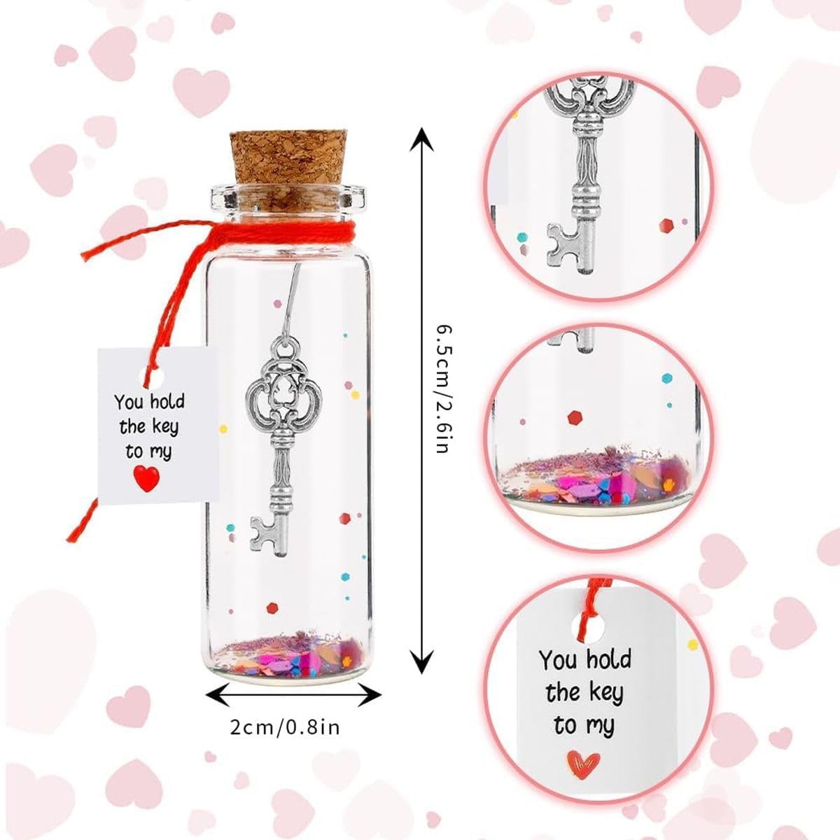 Cart In Mart Mini Romantic Love Key Jar Gift For Her, Him, Mom,Dad,Valentines,Birthday