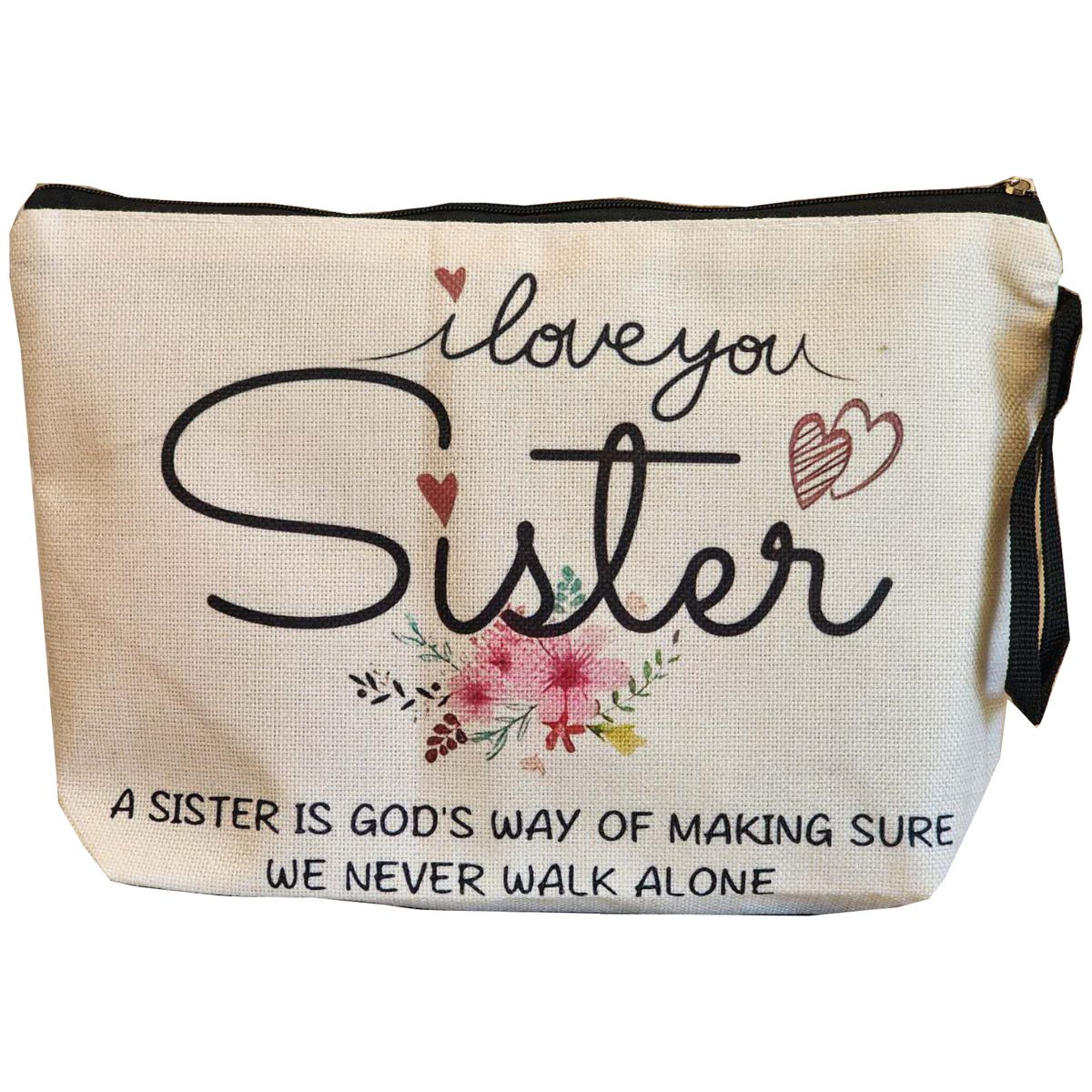 Cart In Mart I Love You Sister Canvas Makeup Bag For Sister Friend Birthday,Graduation