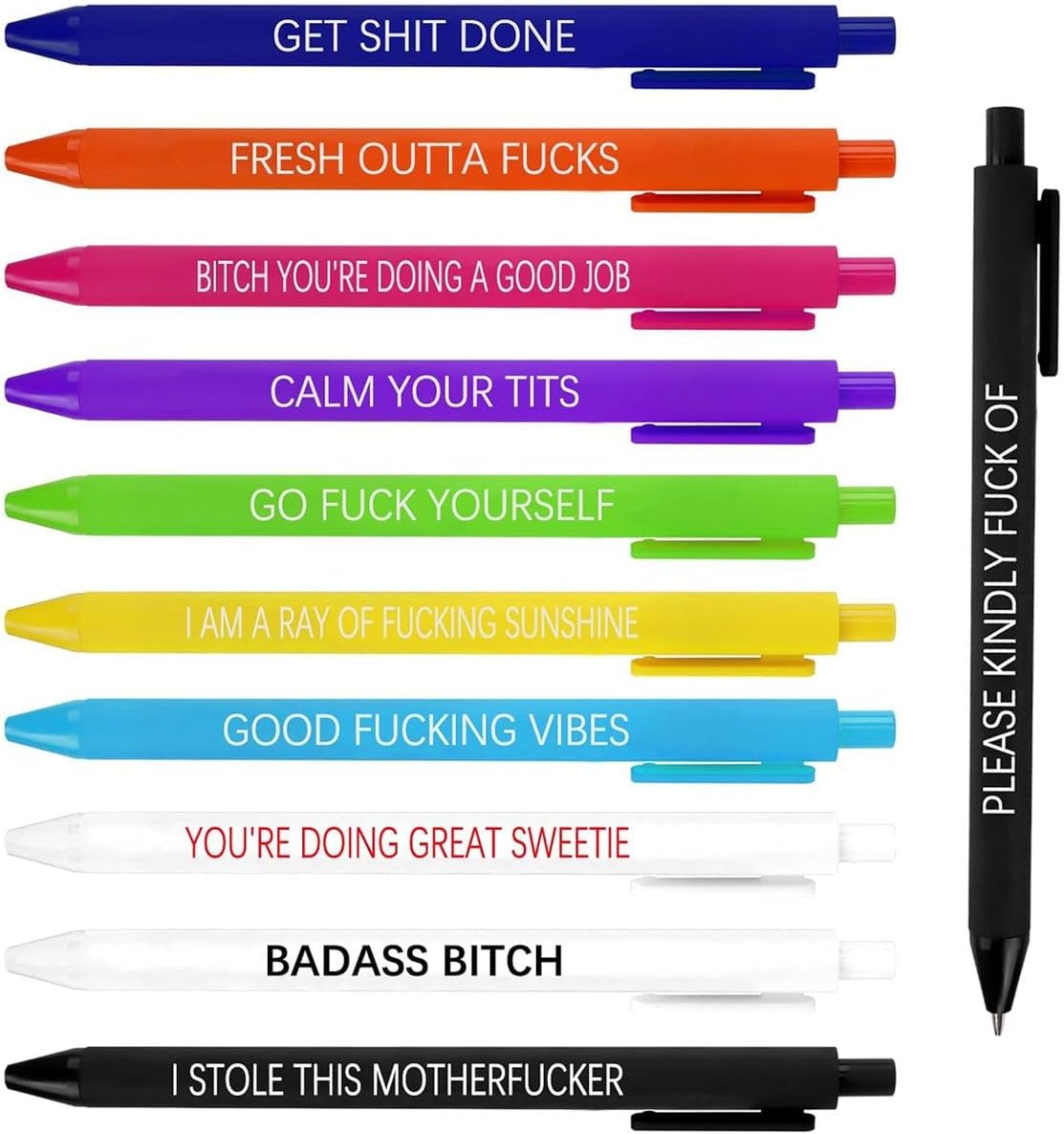 Cart In Mart 11 Piece Funny Novelty Ballpoint Pen Set With Gags & Jokes For Corworkers