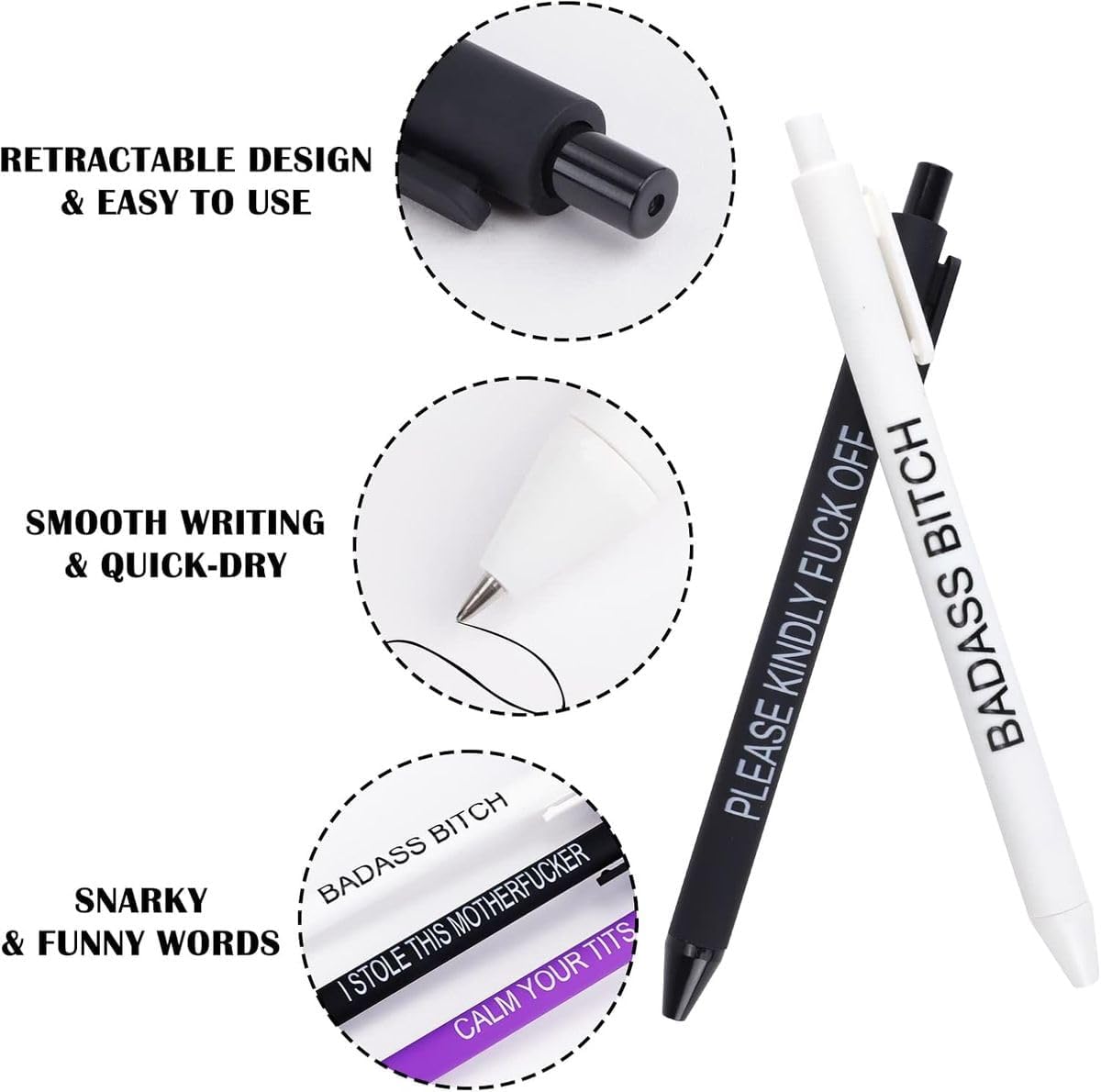 Cart In Mart 11 Piece Funny Novelty Ballpoint Pen Set With Gags & Jokes For Corworkers