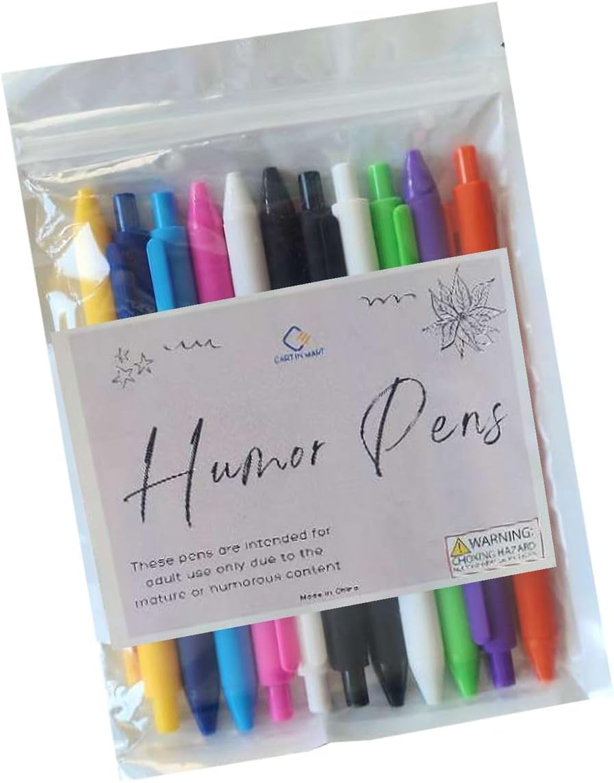 Cart In Mart 11 Piece Funny Novelty Ballpoint Pen Set With Gags & Jokes For Corworkers