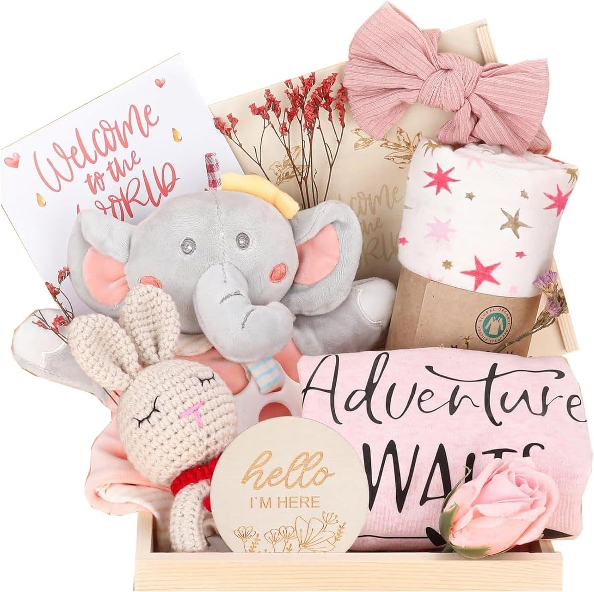 Cart In Mart Unique Baby Girl Gift Basket In Wooden Box,Baby Shower Gifts For Girls