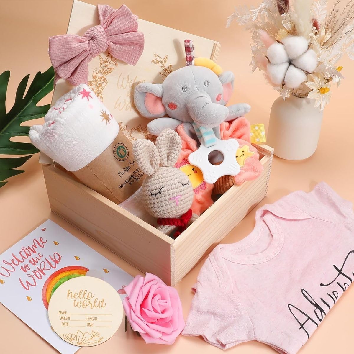 Cart In Mart Unique Baby Girl Gift Basket In Wooden Box,Baby Shower Gifts For Girls