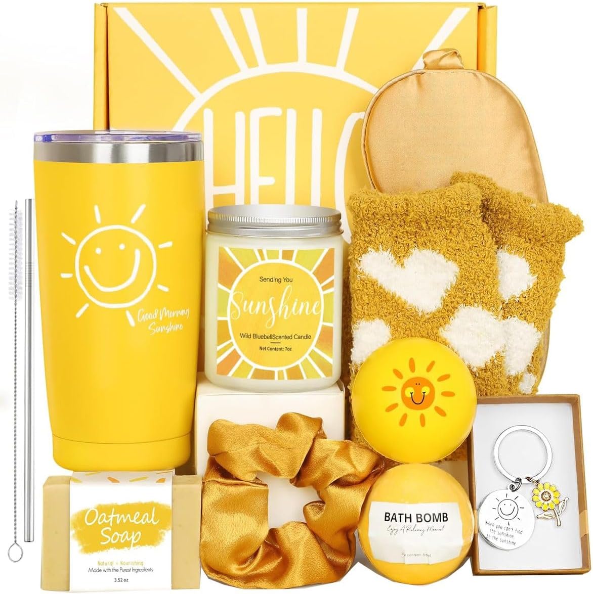 Cart In Mart 13 Piece Sunshine Self-Care Spa Gifts For Women,Relaxing Basket Her Birthday