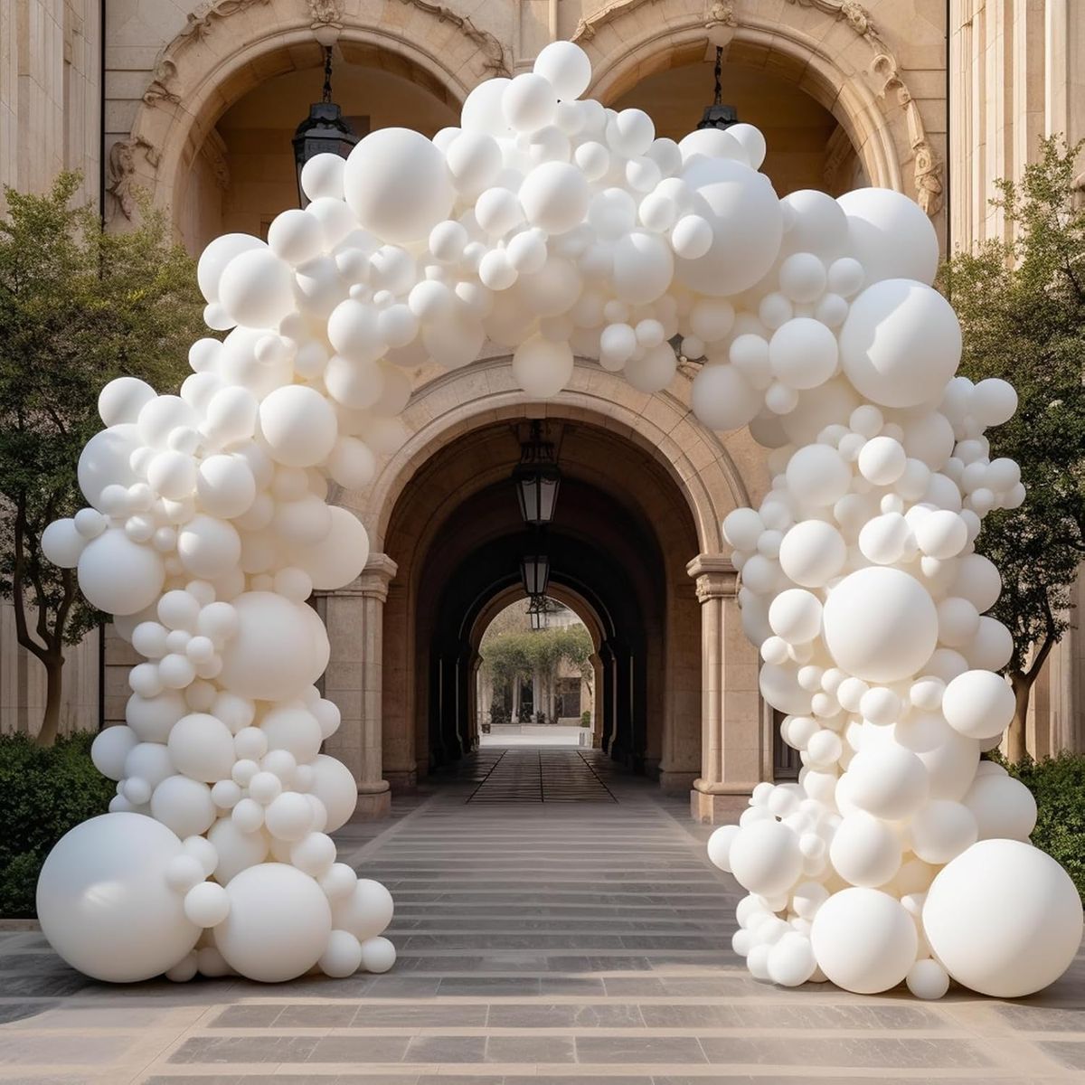 Cart In Mart 129 Piece Latex Balloons For Garland Arch Decor Party Birthday -4 Sizes - White