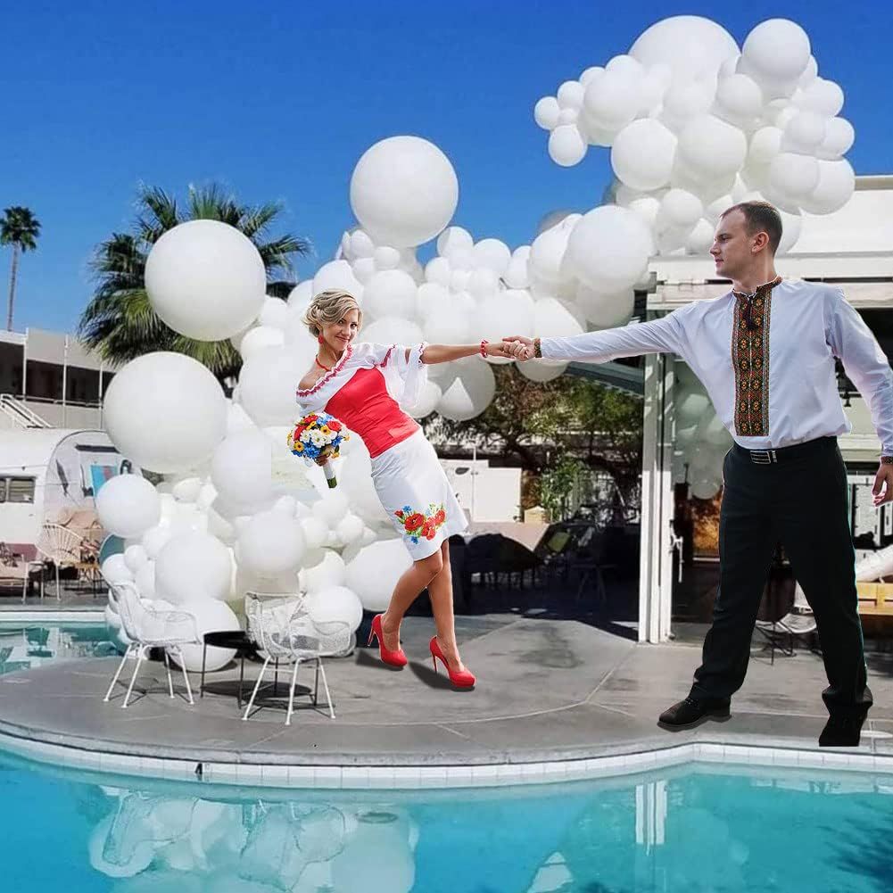 Cart In Mart 129 Piece Latex Balloons For Garland Arch Decor Party Birthday -4 Sizes - White