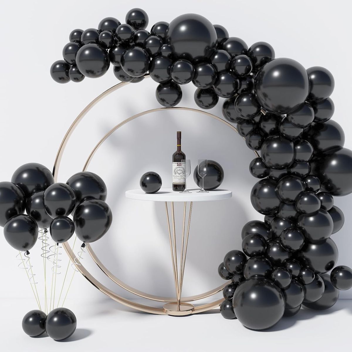 Cart In Mart 129 Piece Latex Balloons For Garland Arch Decor Party Birthday -4 Sizes - Black