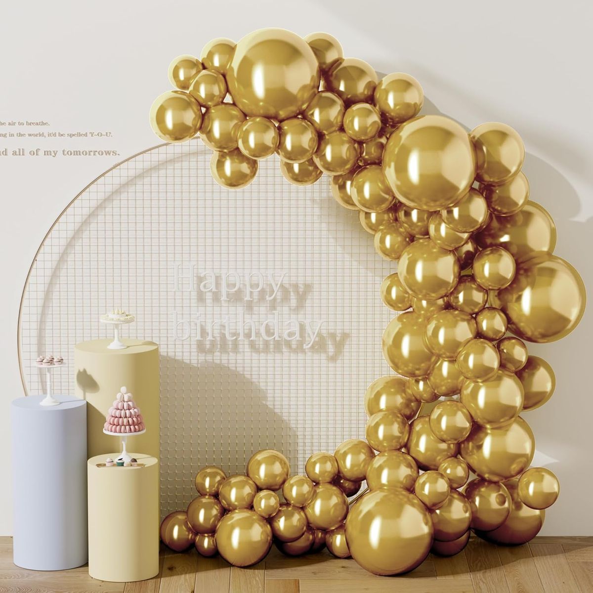 Cart In Mart 129 Piece Latex Balloons For Garland Arch Decor Party Birthday -4 Sizes - Gold