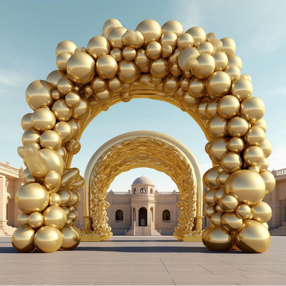 Cart In Mart 129 Piece Latex Balloons For Garland Arch Decor Party Birthday -4 Sizes - Gold